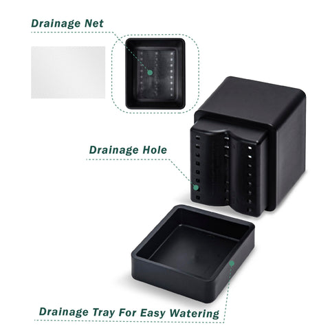 D'vine Dev black planter closeup showing durable plastic and clean finish.