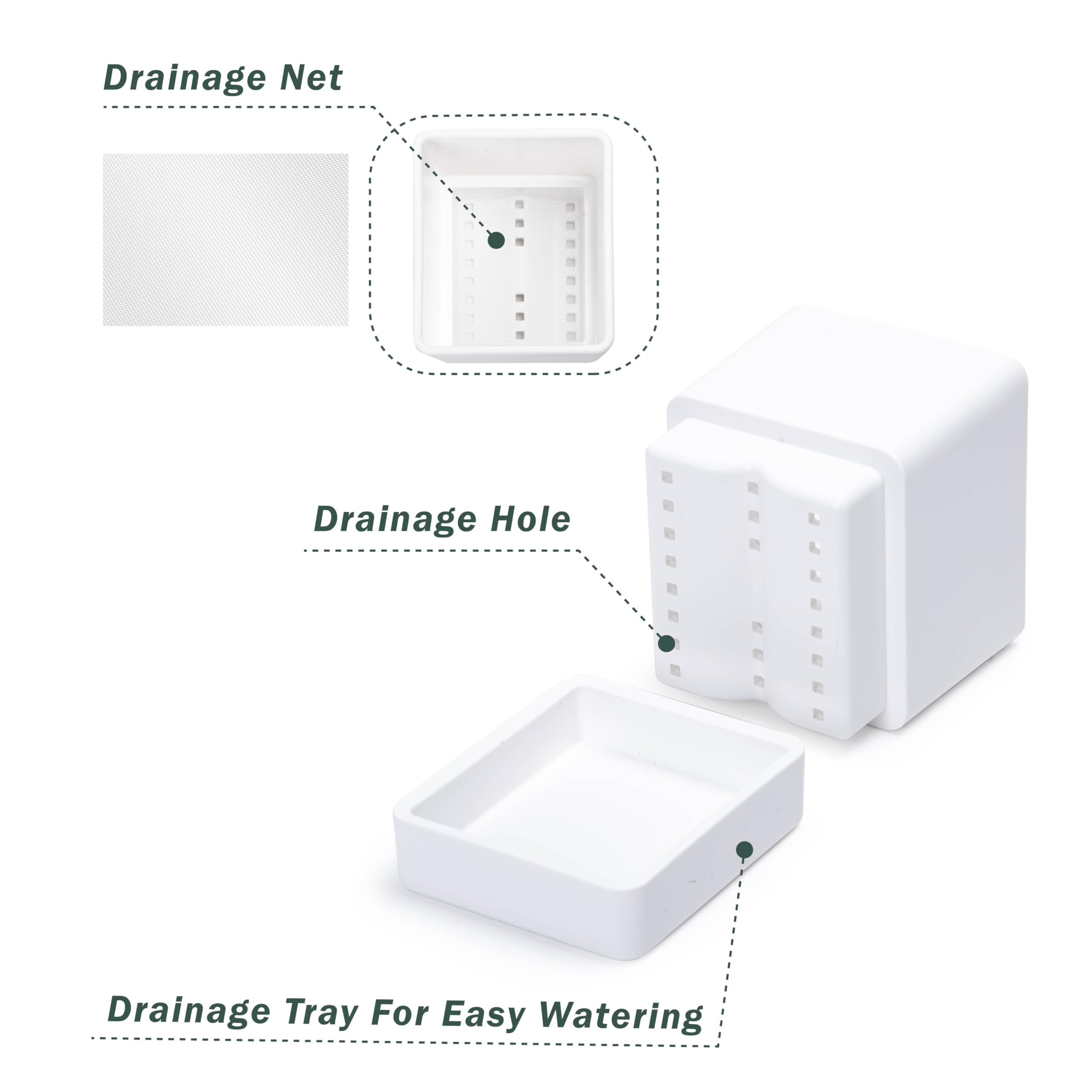 D'vine Dev 4-Inch planter with saucer close-up emphasizes drainage features kept tidy.