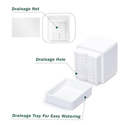 D'vine Dev 4-Inch planter with saucer close-up emphasizes drainage features kept tidy.