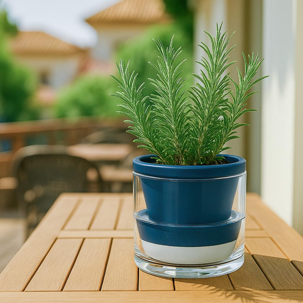 Dvine Dev 6in self-watering planter on a bright windowsill