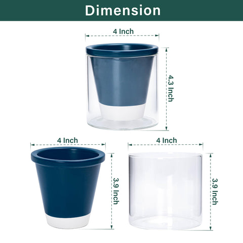 D'vine Dev blue terracotta pot viewed from side adds stylish, compact indoor decor.