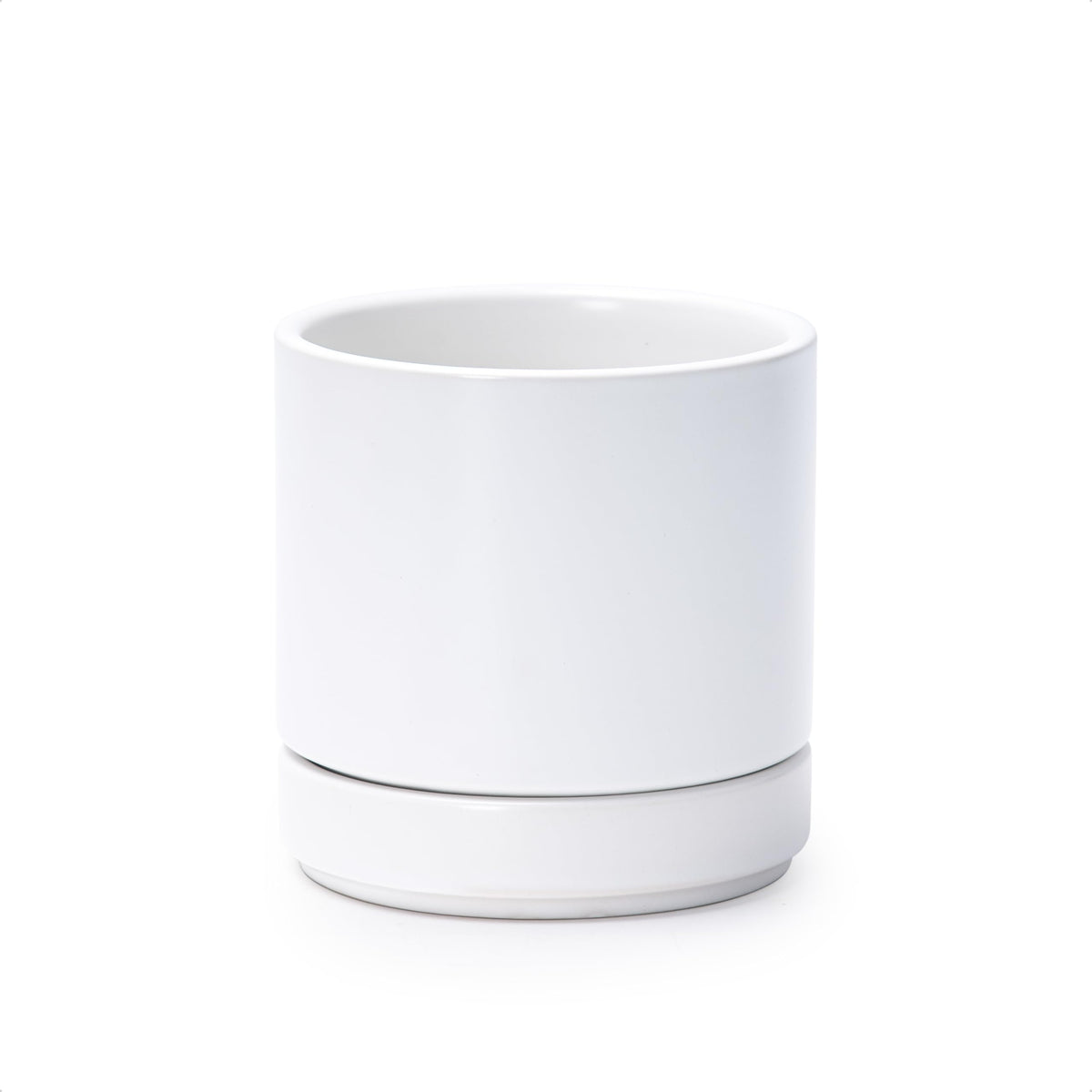 D'vine Dev ceramic planter 4.7-inch white, front view for stylish indoor greenery.