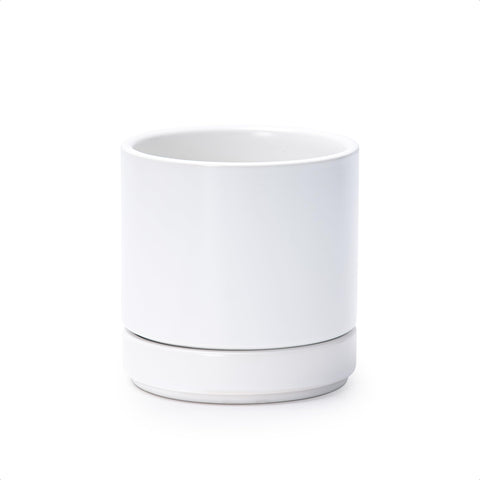 D'vine Dev ceramic planter 4.7-inch white, front view for stylish indoor greenery.