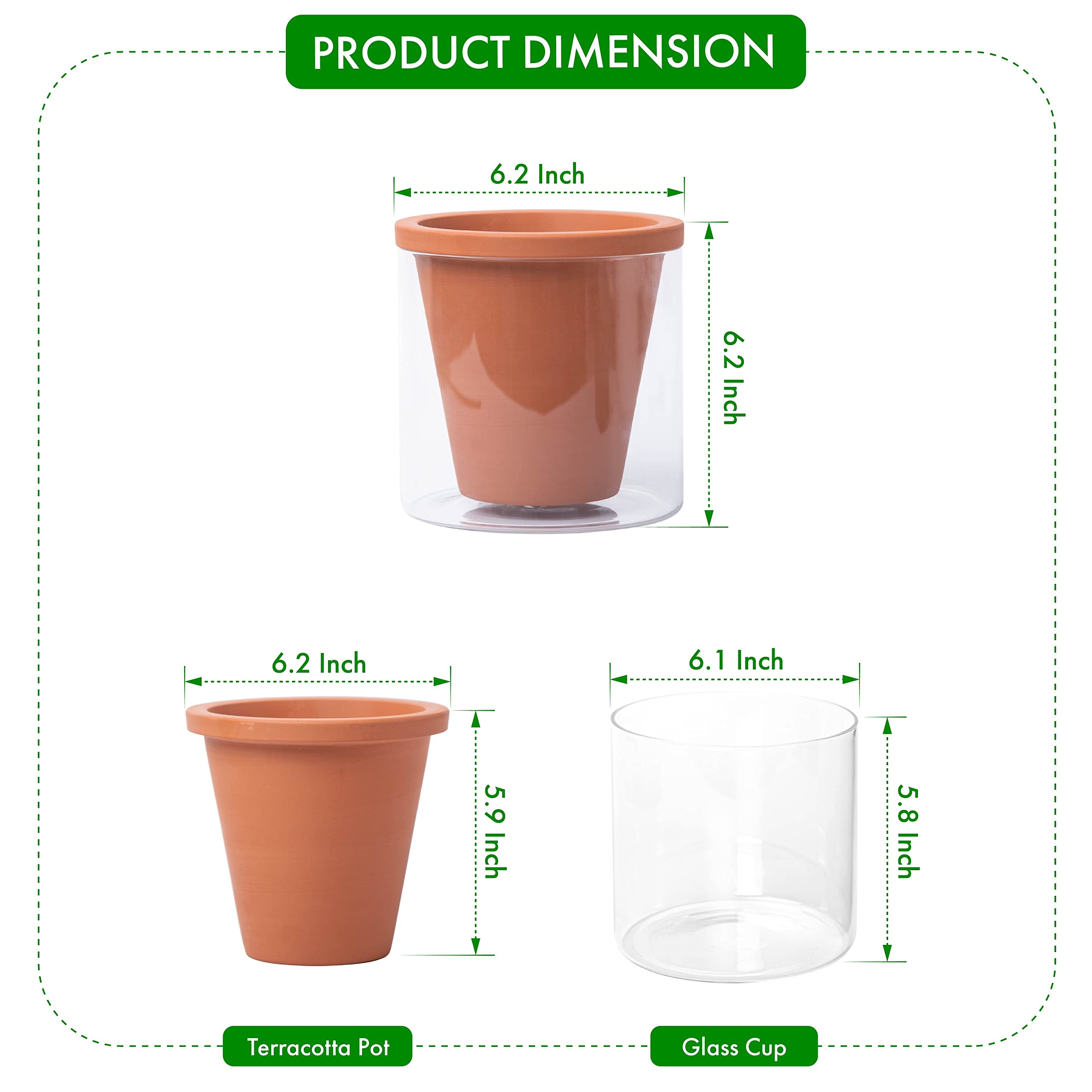Handcrafted terracotta pot with clean lines and a 6.2-inch diameter.