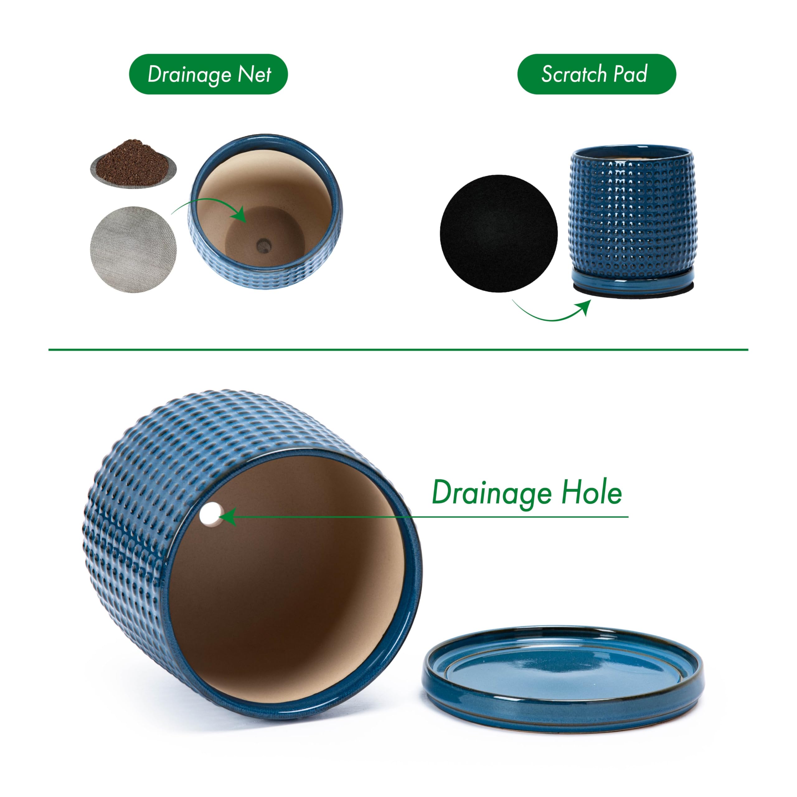 D'vine Dev planter includes stainless-steel drainage mesh net to catch soil