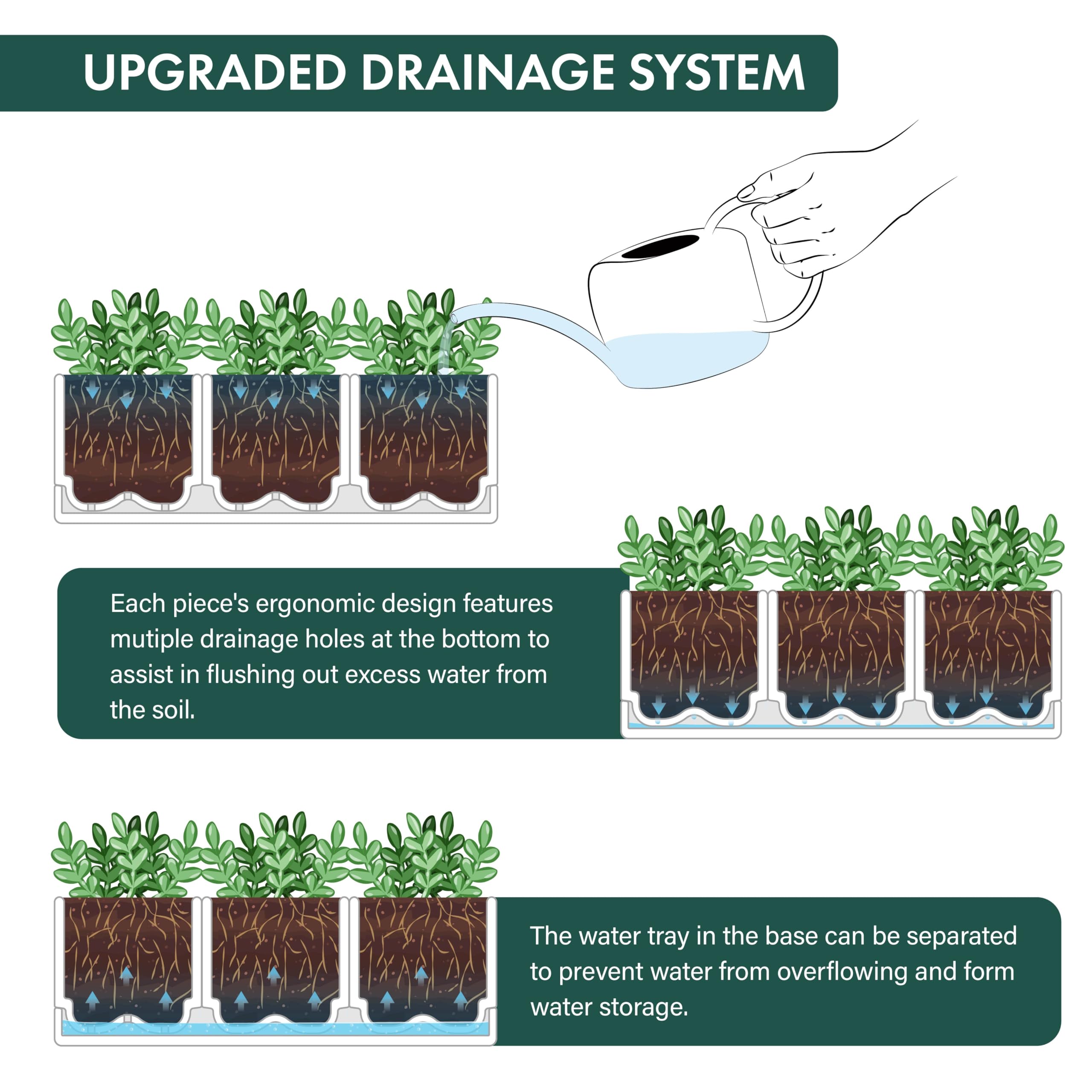 D'vine Dev drainage mesh net included to keep soil in place while draining.