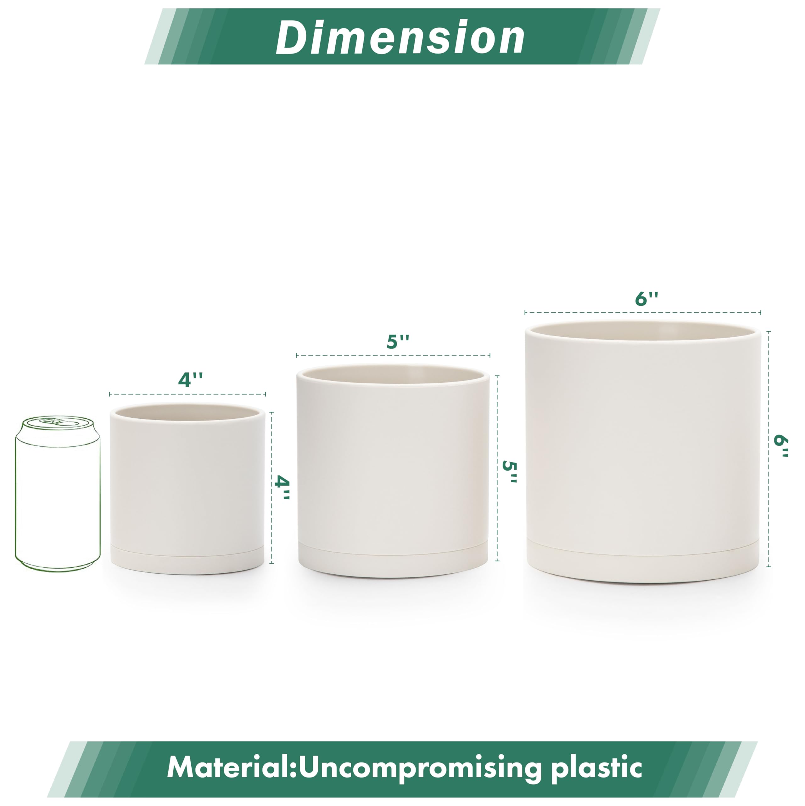 Dvine Dev oatmeal plastic planter in matte finish, lightweight and durable.