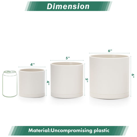 Dvine Dev oatmeal plastic planter in matte finish, lightweight and durable.
