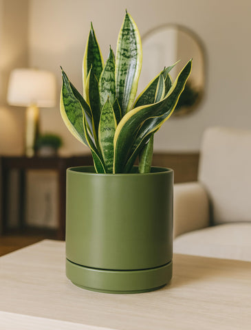 D'vine Dev olive planter in modern interior decor setup.