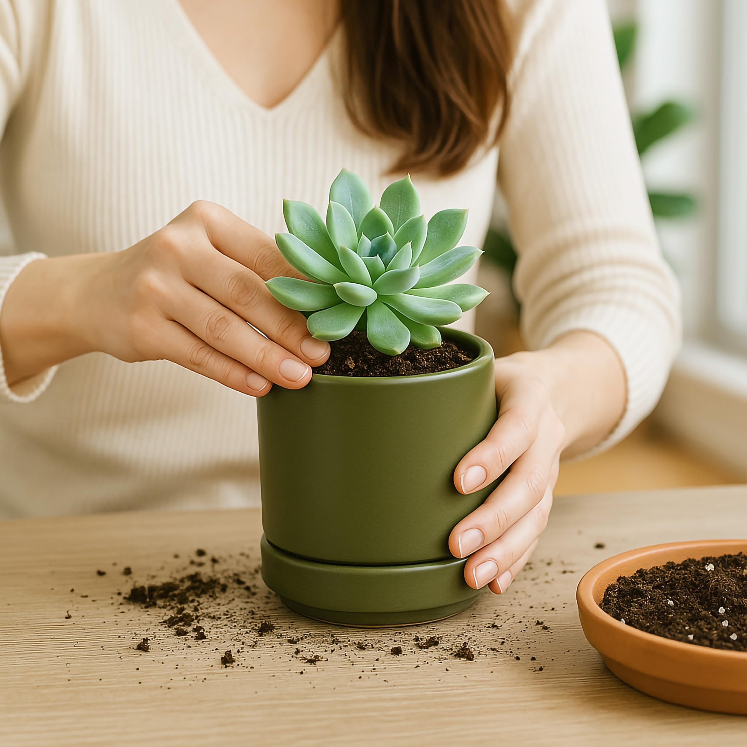 D'vine Dev 4.7 inch planter fits small plants and herbs.