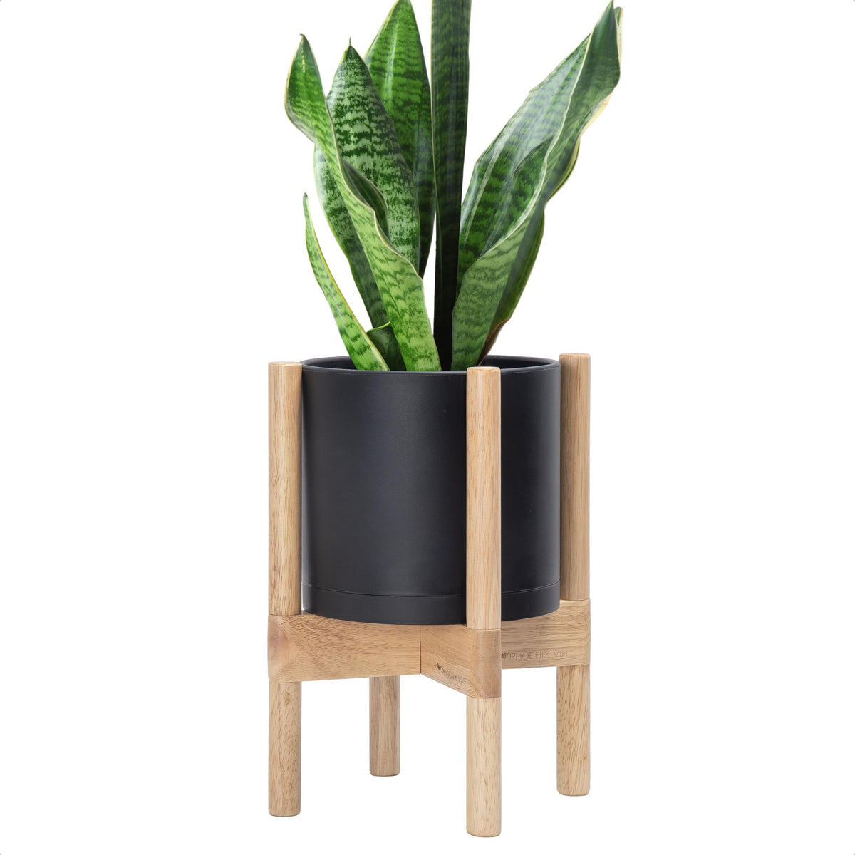 D'vine Dev 8-inch matte black planter pot with stand for stylish indoor greenery.