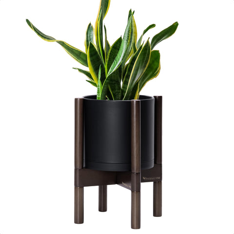 D'vine Dev 8-inch planter pot with stand front view ideal for real or faux greenery
