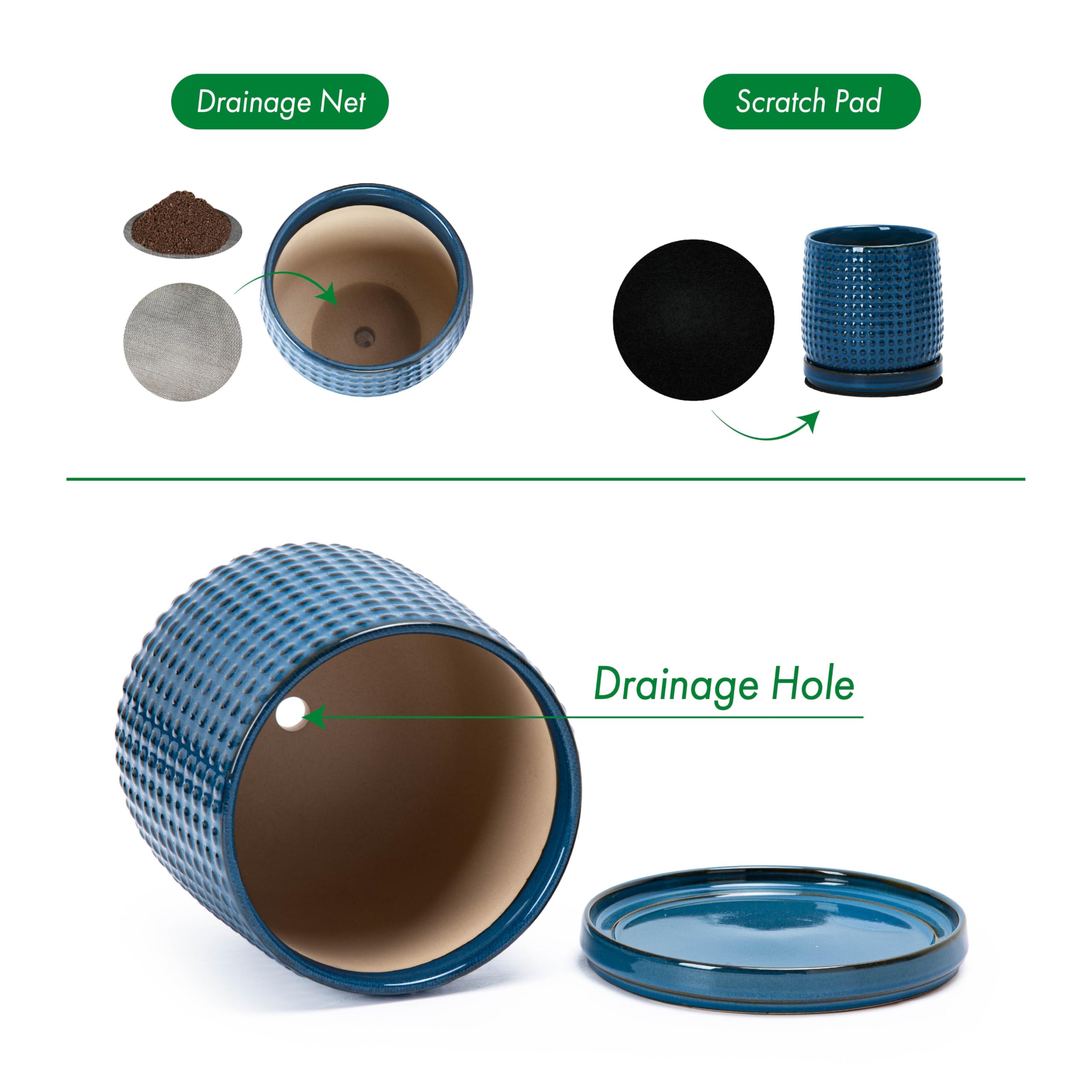Protective pad protects surfaces while you water or reposition plants.