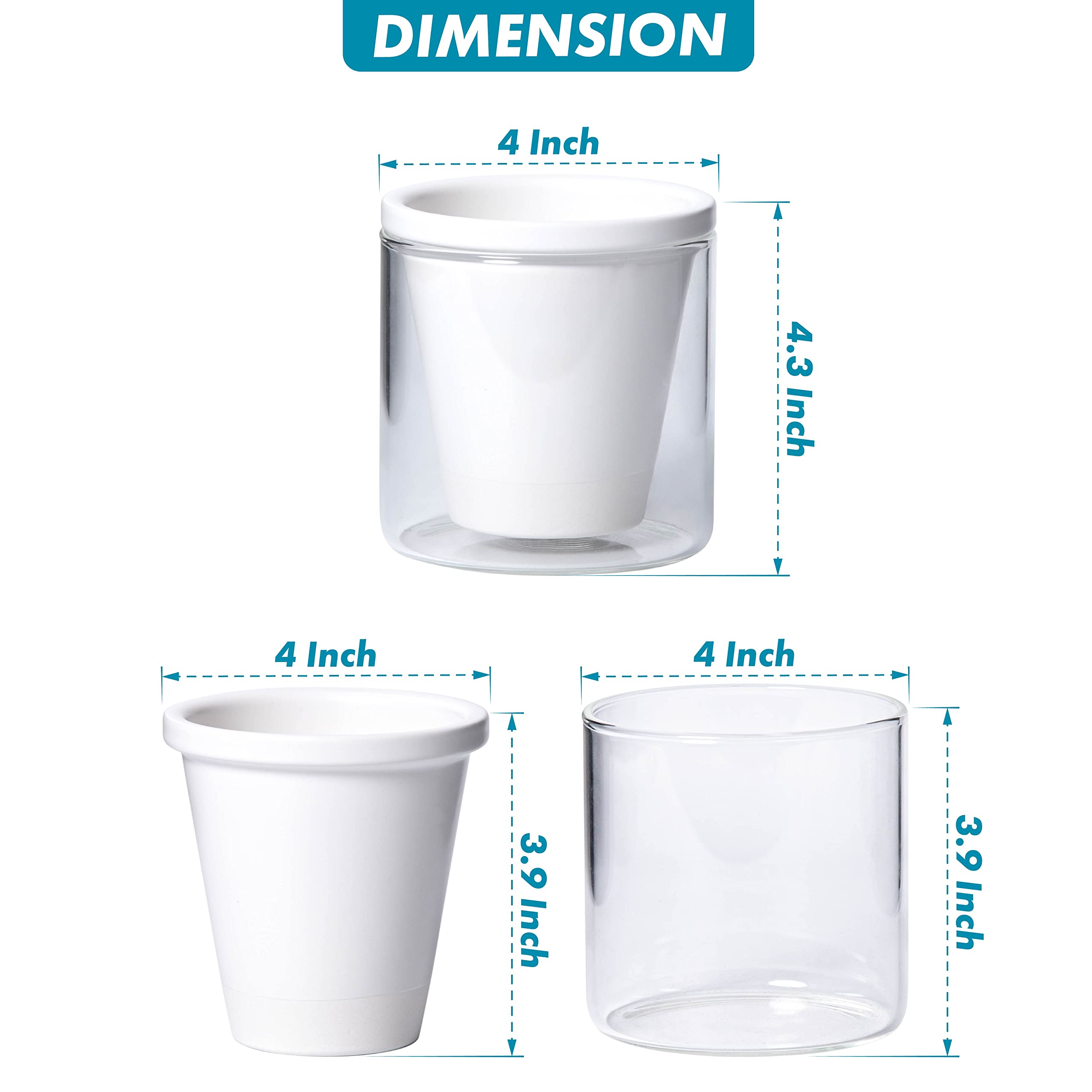 Set of 2 white terracotta planters highlighting clean modern aesthetics.