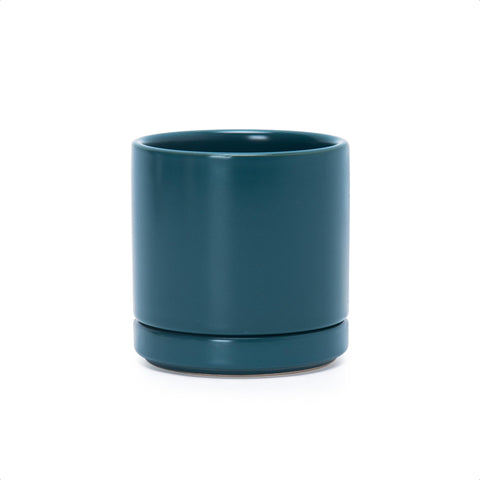 D'vine Dev teal ceramic planter 3.5-inch for compact indoor greenery.