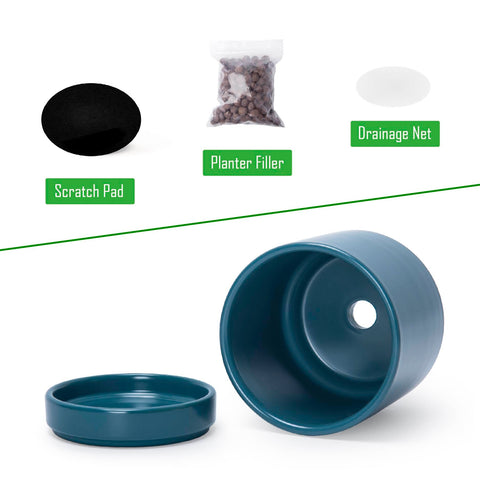 D'vine Dev teal planter showing mesh drainage net for optimized water flow