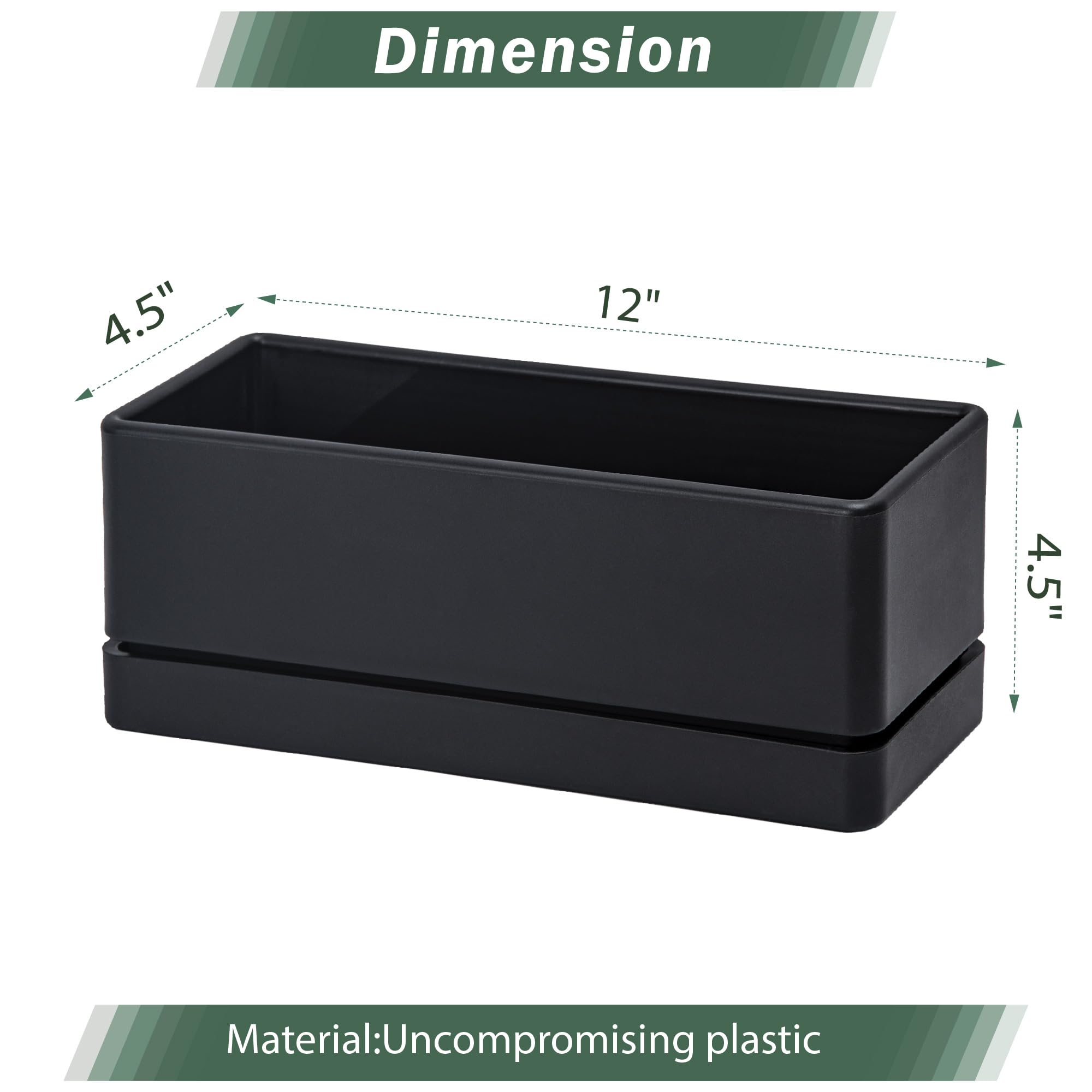 D'vine Dev rectangular herb planter with 12-inch dimensions on windowsill.