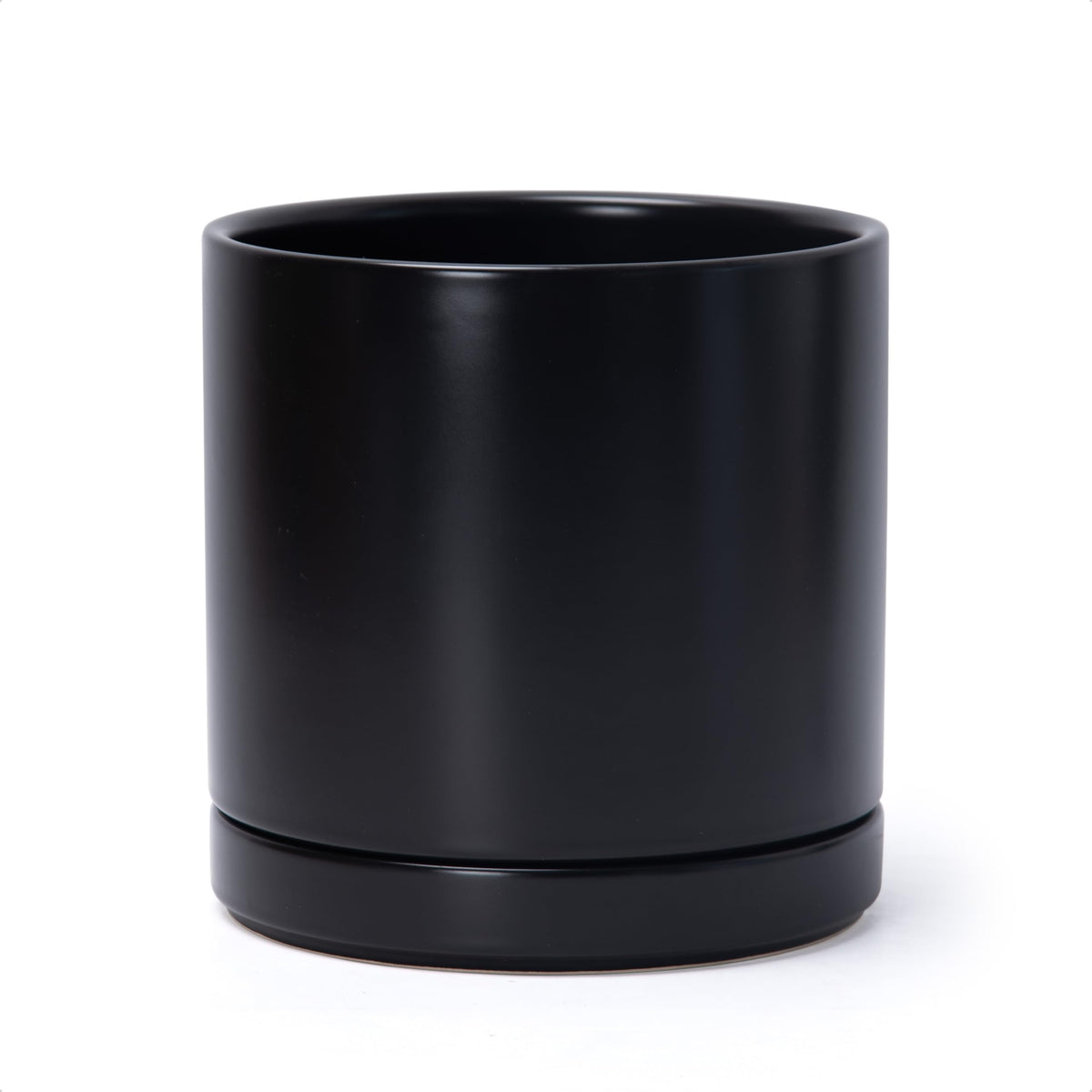D'vine Dev 8.2-inch black ceramic planter with drainage hole for indoor use.