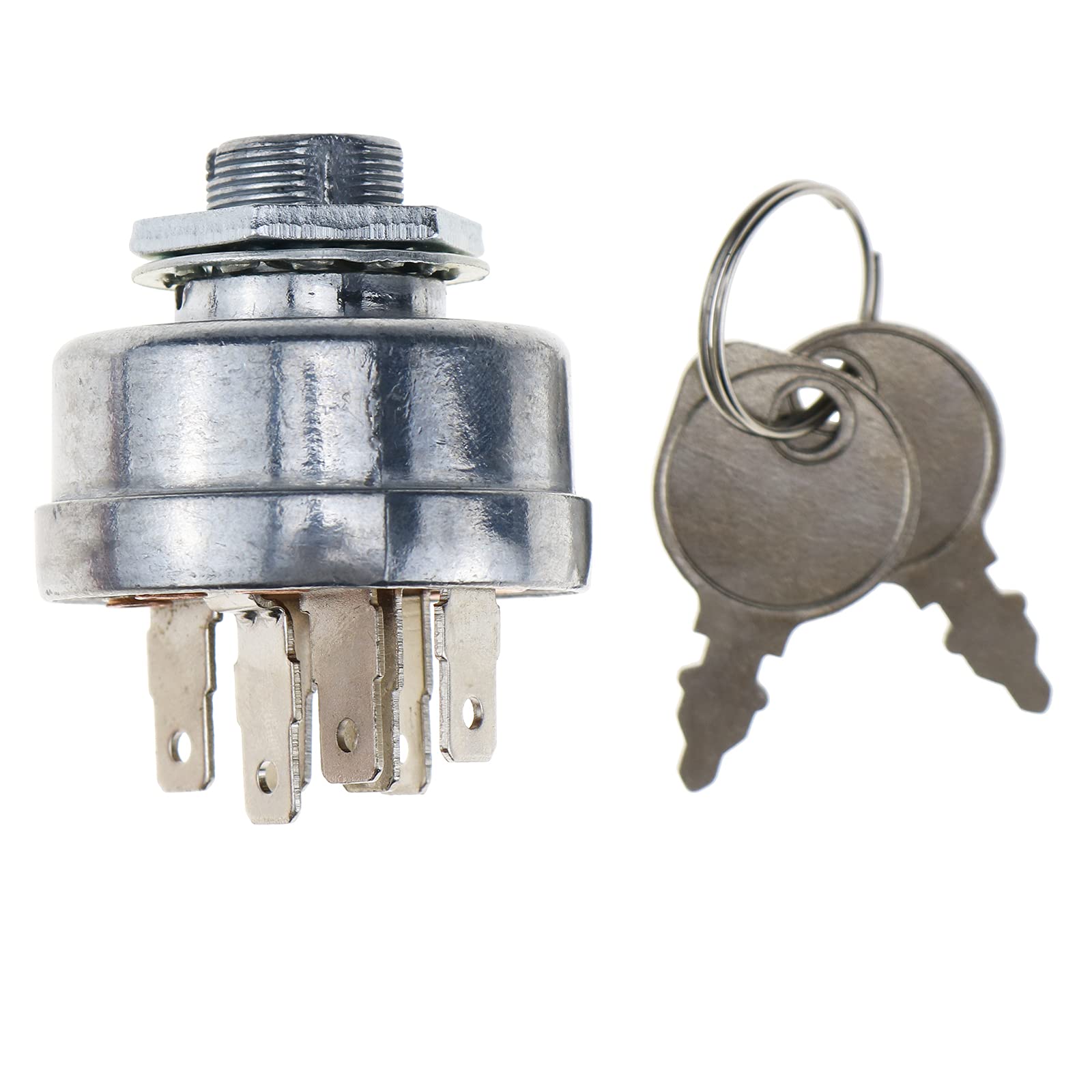 DVPARTS ignition switch top view shows clear labeling for quick installation.