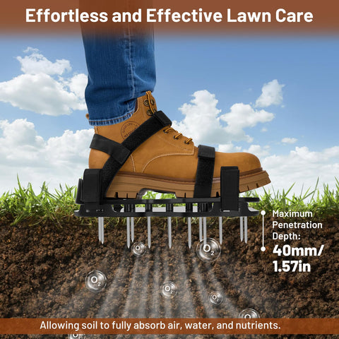 Self-cleaning mechanism in action on DWAEEGG lawn aerator shoes