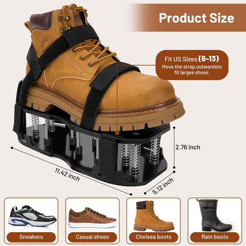 Adjustable straps on DWAEEGG shoes securing a universal fit
