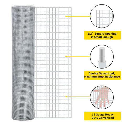 DWALE 1/2-inch square mesh close-up, prevents small predators.