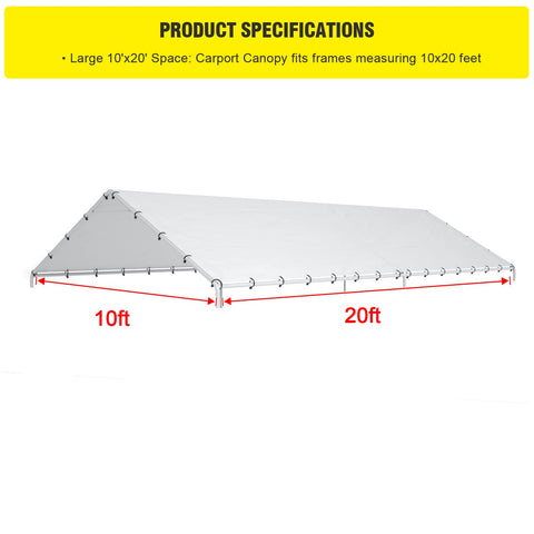 DWALE 10x20 carport cover side view highlighting tough seams for durable outdoor use.