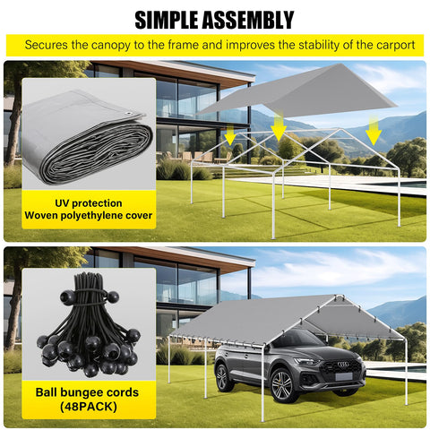 DWALE carport cover with waterproof seams keeps rain out