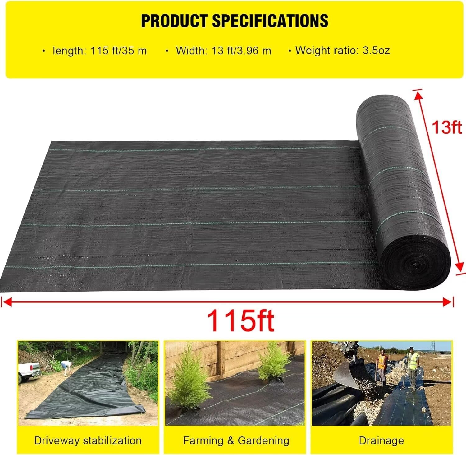 DWALE 3-5oz heavy-duty geotextile tearing-resistant for rugged job sites.