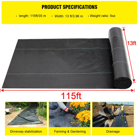 DWALE Driveway Fabric 13ft-wide underlayment for landscaping and roads.