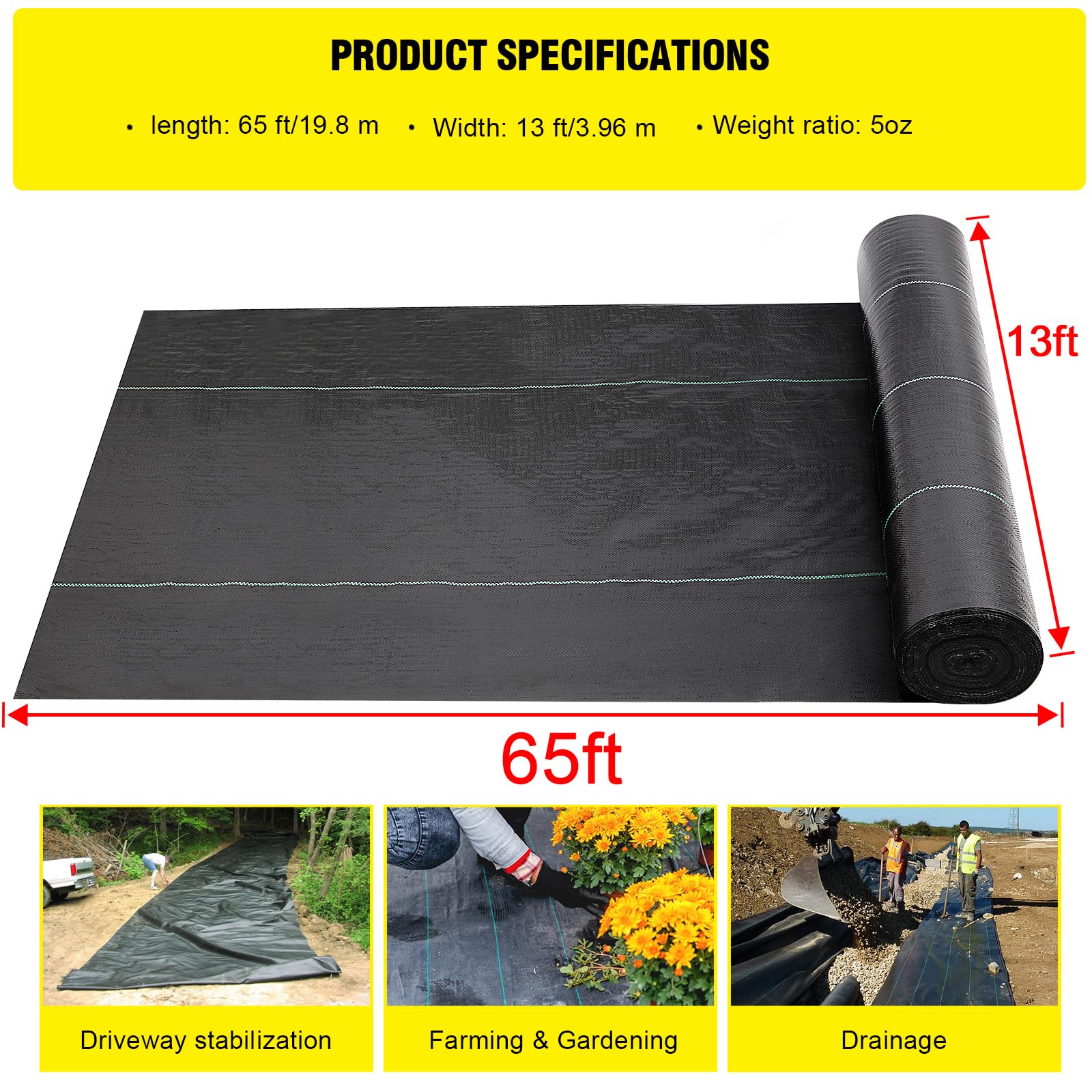 DWALE 5oz geotextile fabric demonstrating heavy-duty underlayment.