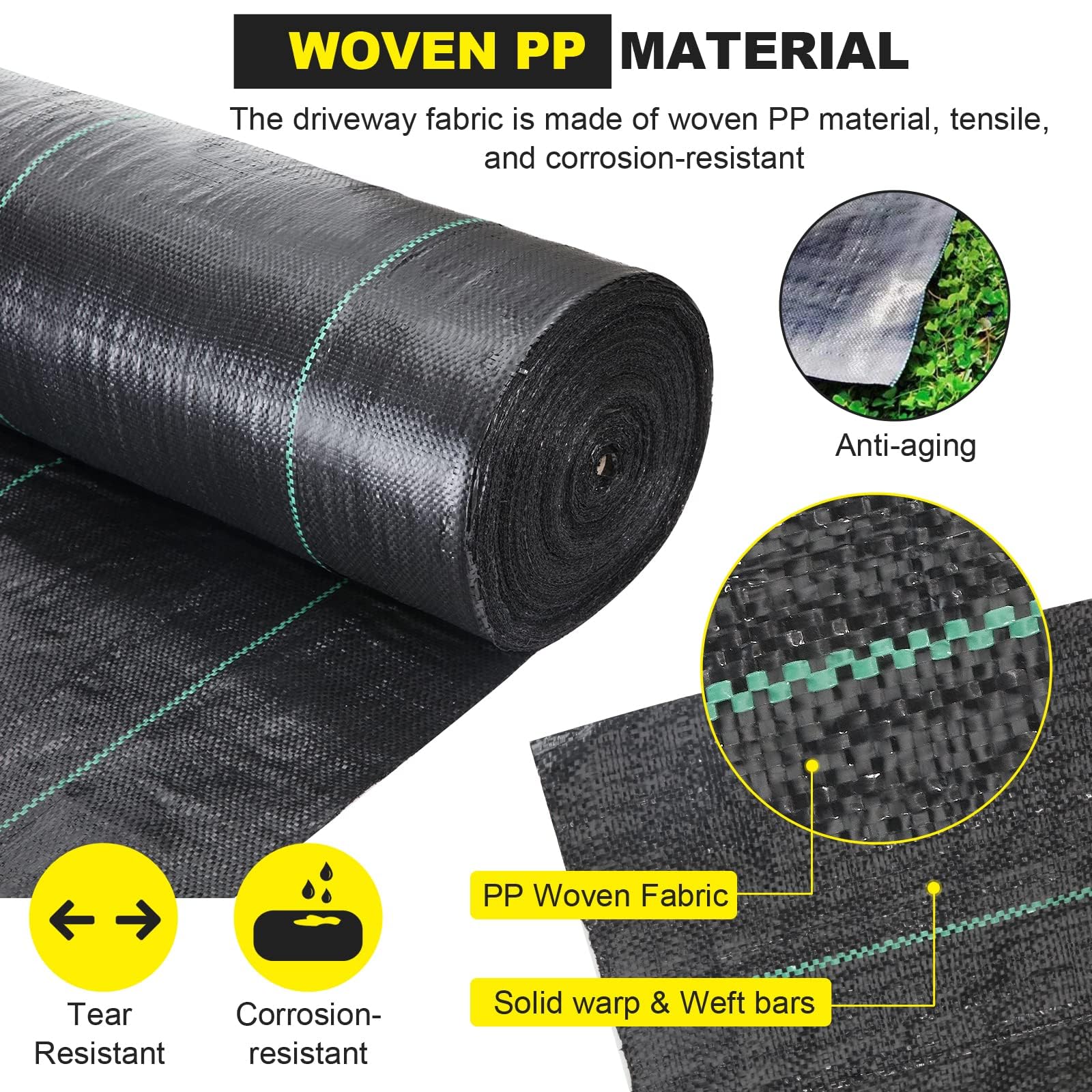 DWALE heavy-duty 4oz fabric resists tearing for rugged landscape and construction projects
