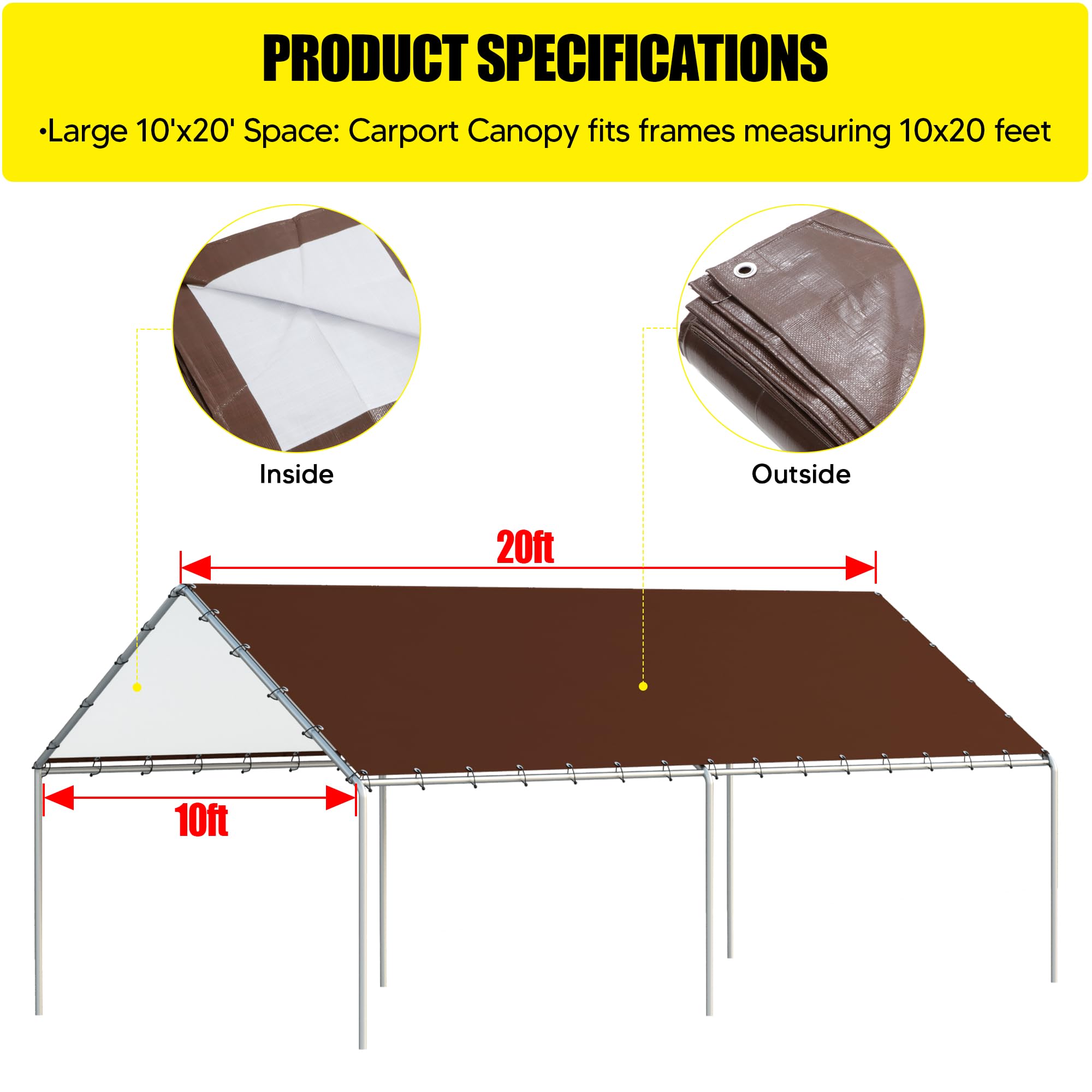 DWALE waterproof canopy for carport with UV protection for outdoor use.