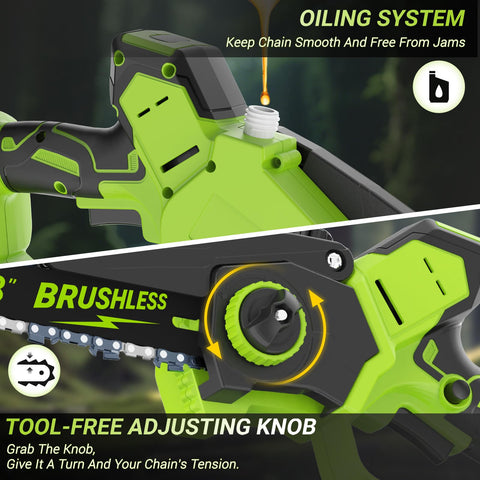 Dwarfuarm 180-degree adjustable cutting head enables precise pruning.