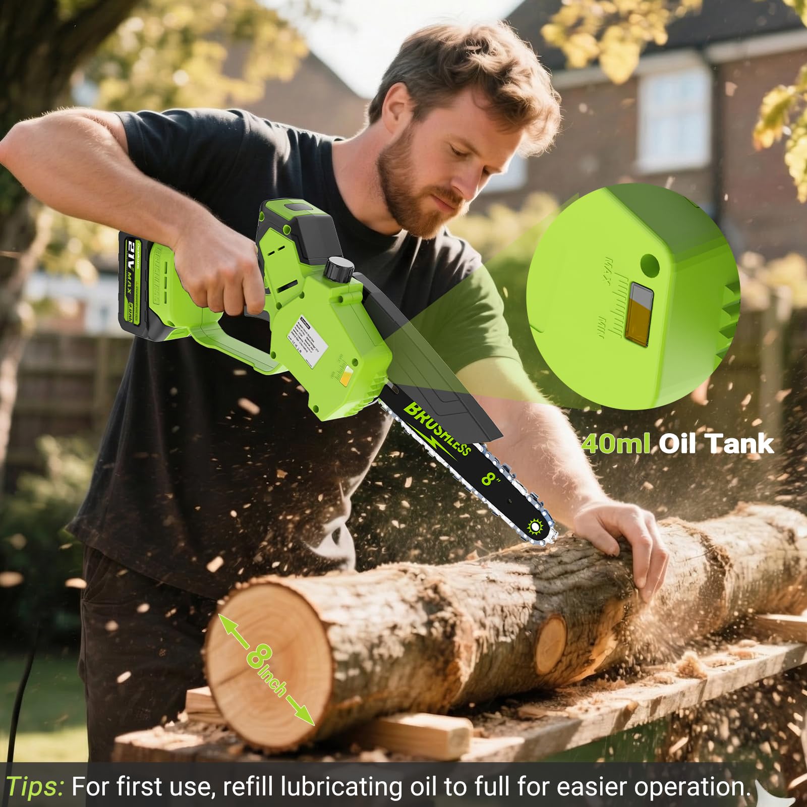 Dwarfuarm brushless motor delivers smooth, quiet cuts and longevity.
