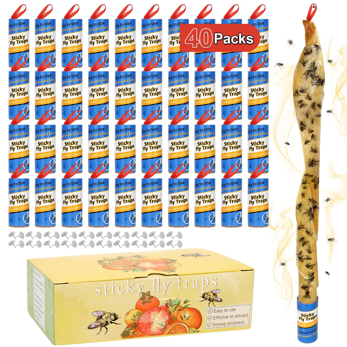 Dwcom Trap 40-pack fly traps kit for easy home protection from fruit flies.