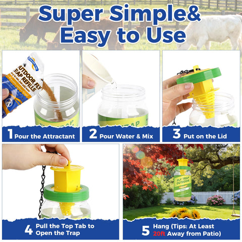 Dwcom Trap outdoor bait sachets displayed beside reusable traps for outdoor use