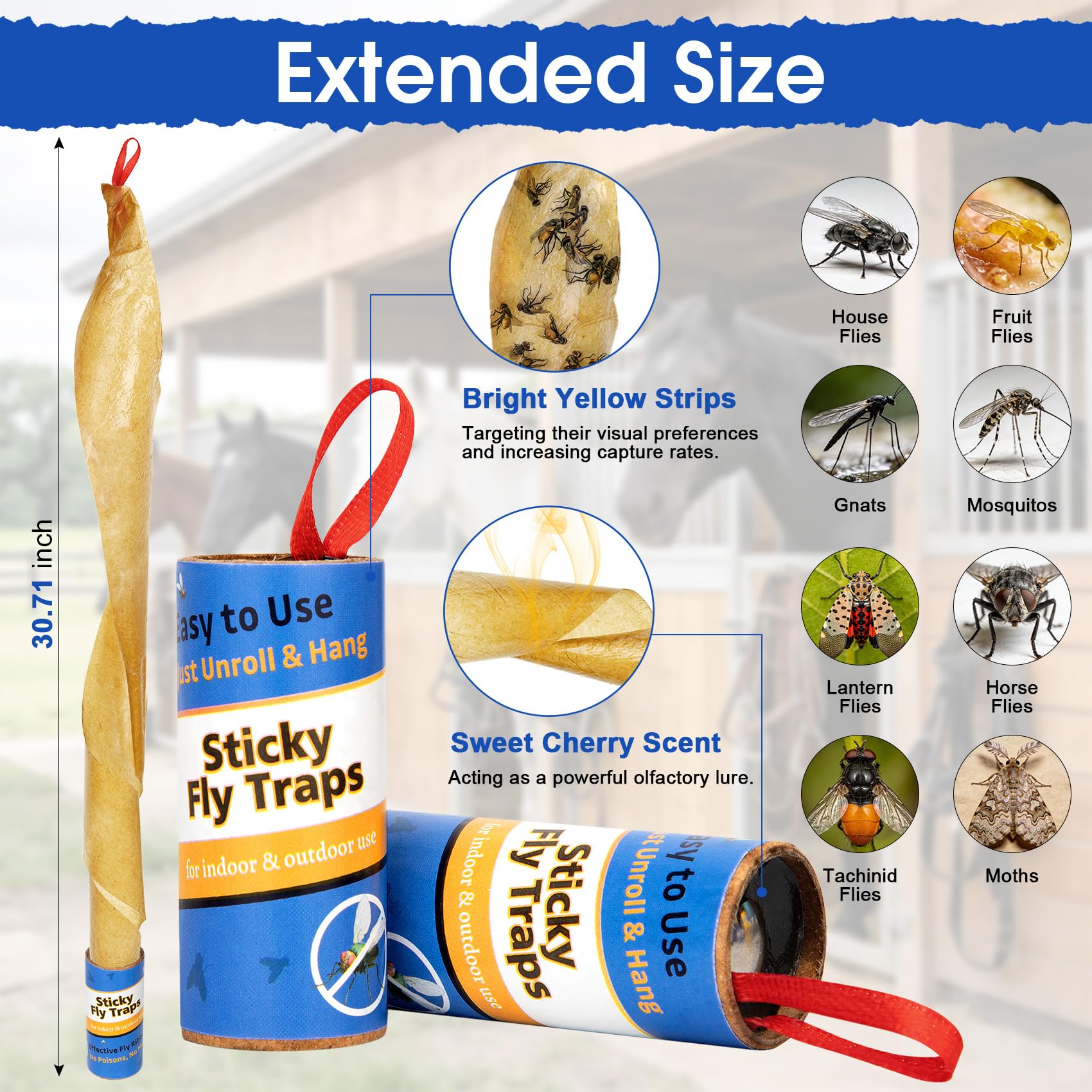 Dwcom Trap fly strips 28inch spread capture more flies in busy kitchens.