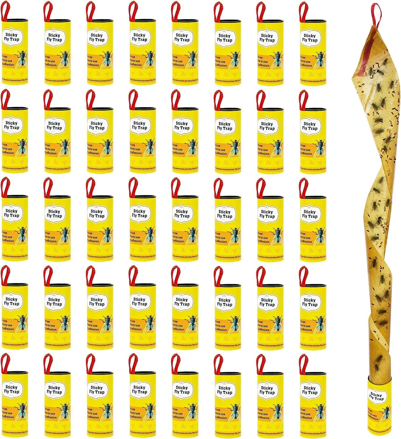 Dwcom Trap fly strips for indoor/outdoor use capture flies with strong glue.