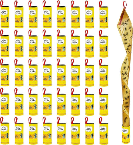 Dwcom Trap fly strips for indoor/outdoor use capture flies with strong glue.