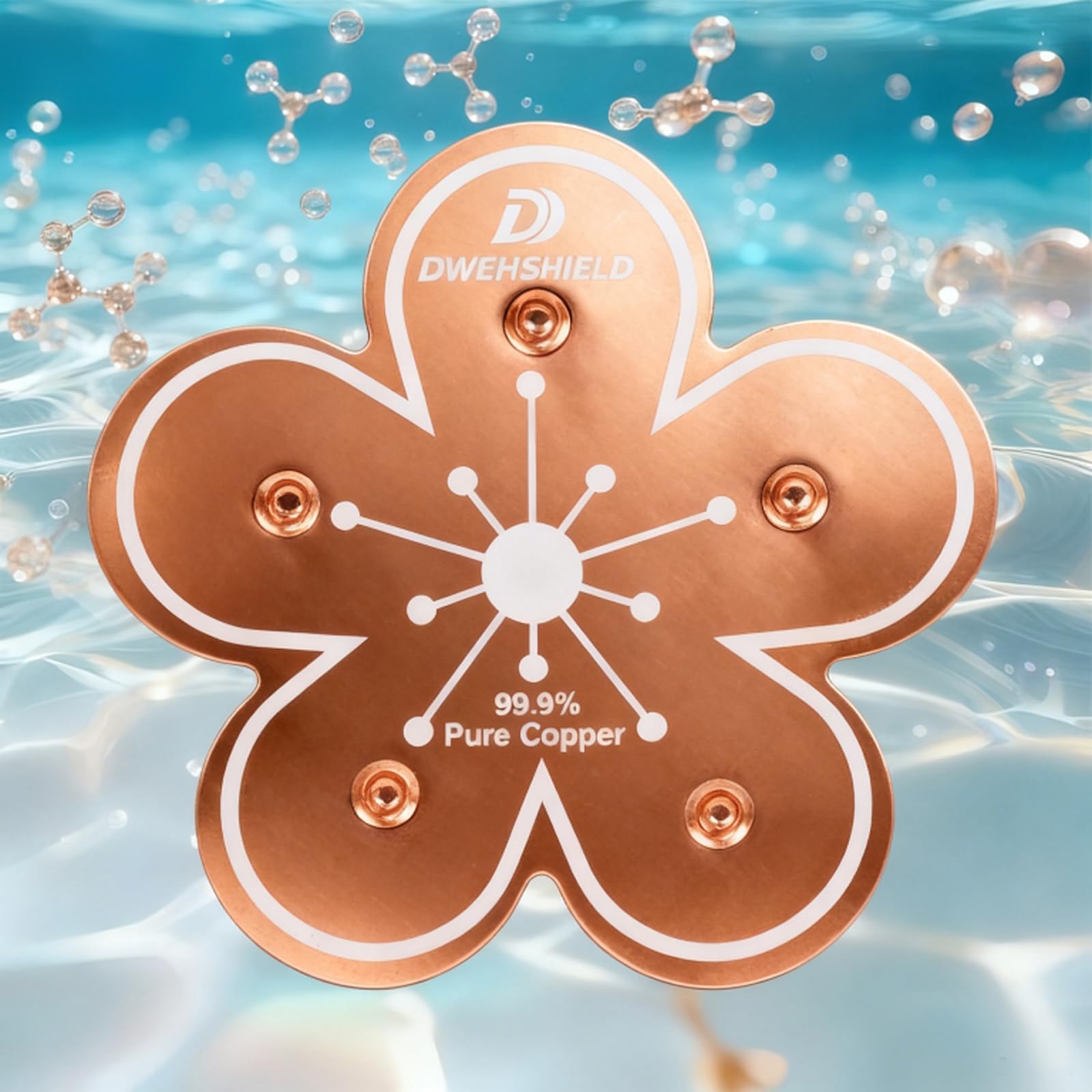 DWEHSHIELD bird bath copper disk, top view, enhancing outdoor water cleanliness.