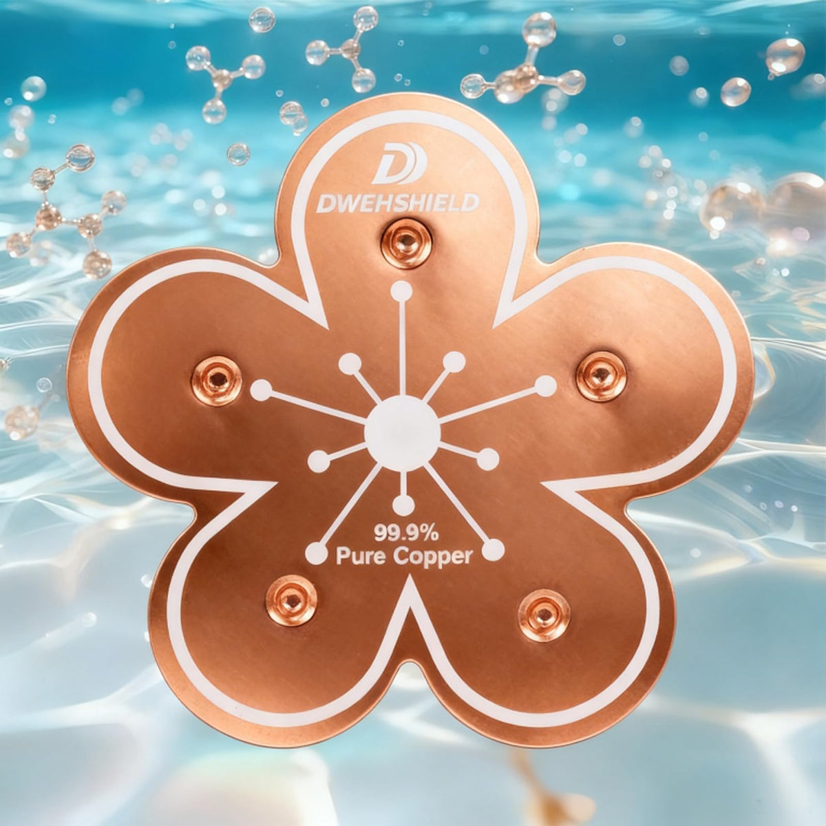 DWEHSHIELD bird bath copper disk, top view, enhancing outdoor water cleanliness.
