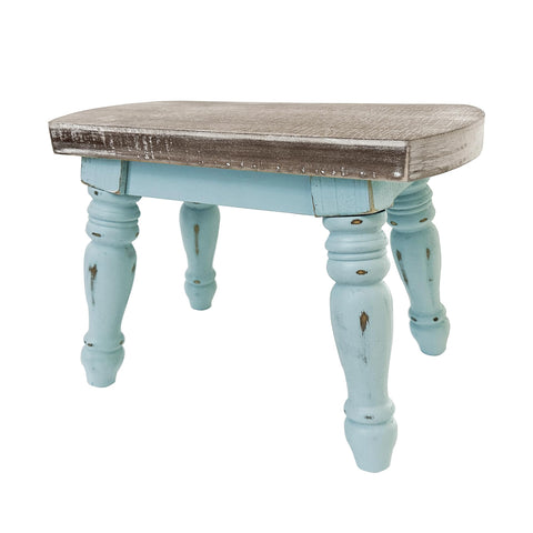 Dwellington Farmhouse Step Stool used as plant stand in cozy corner