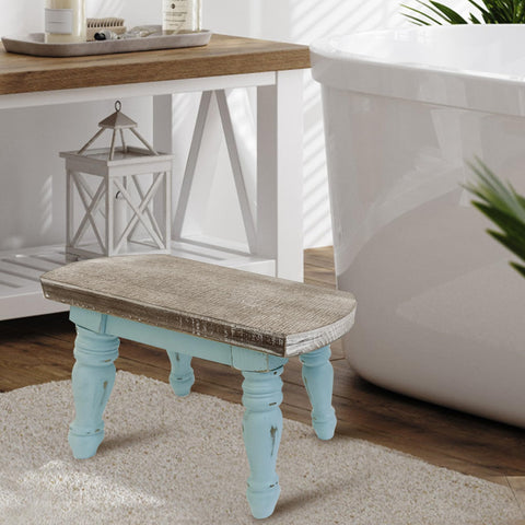 Dwellington Farmhouse Step Stool side view highlighting compact footprint for tight spaces