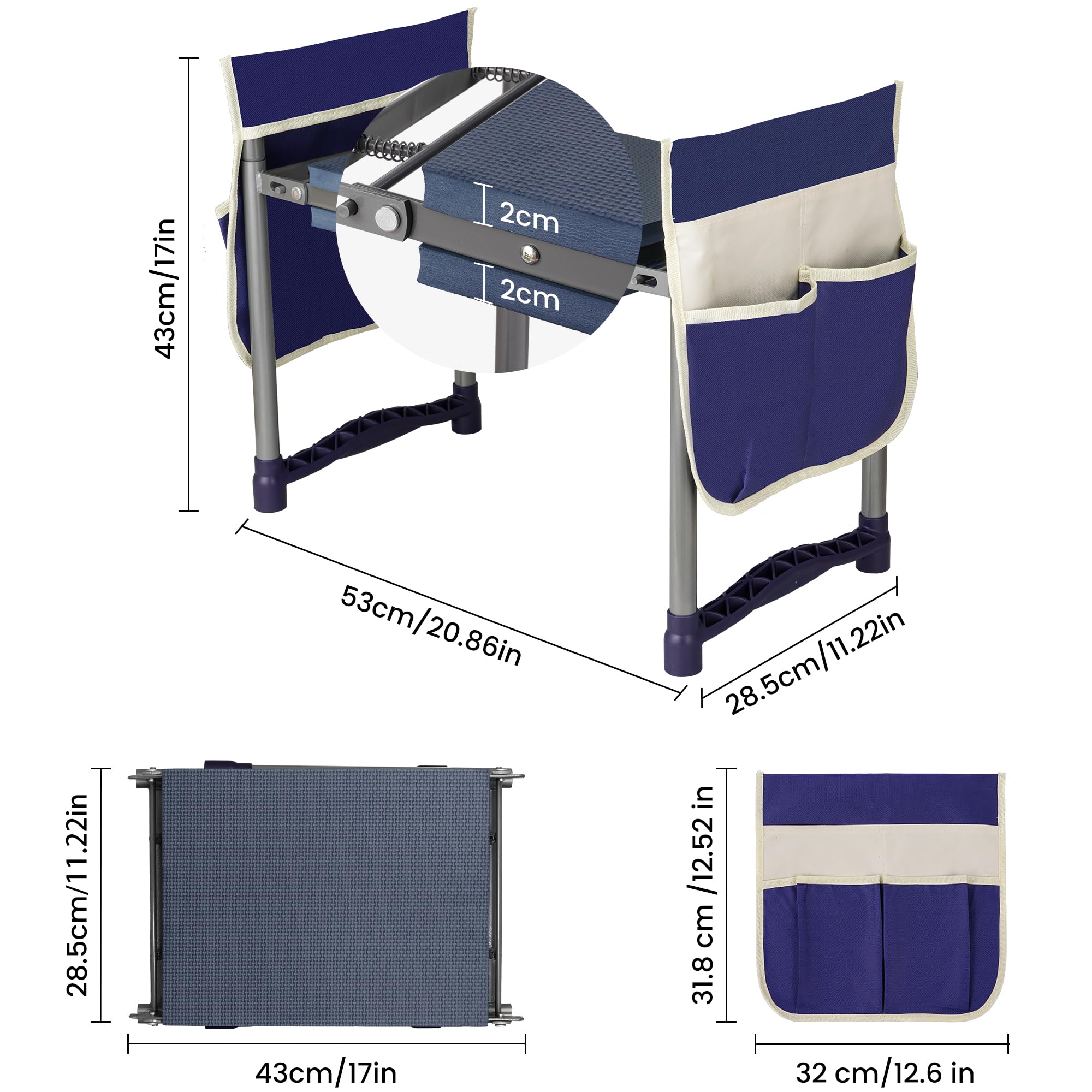 DwelSpire kneeler-seat in use showing dual functionality.