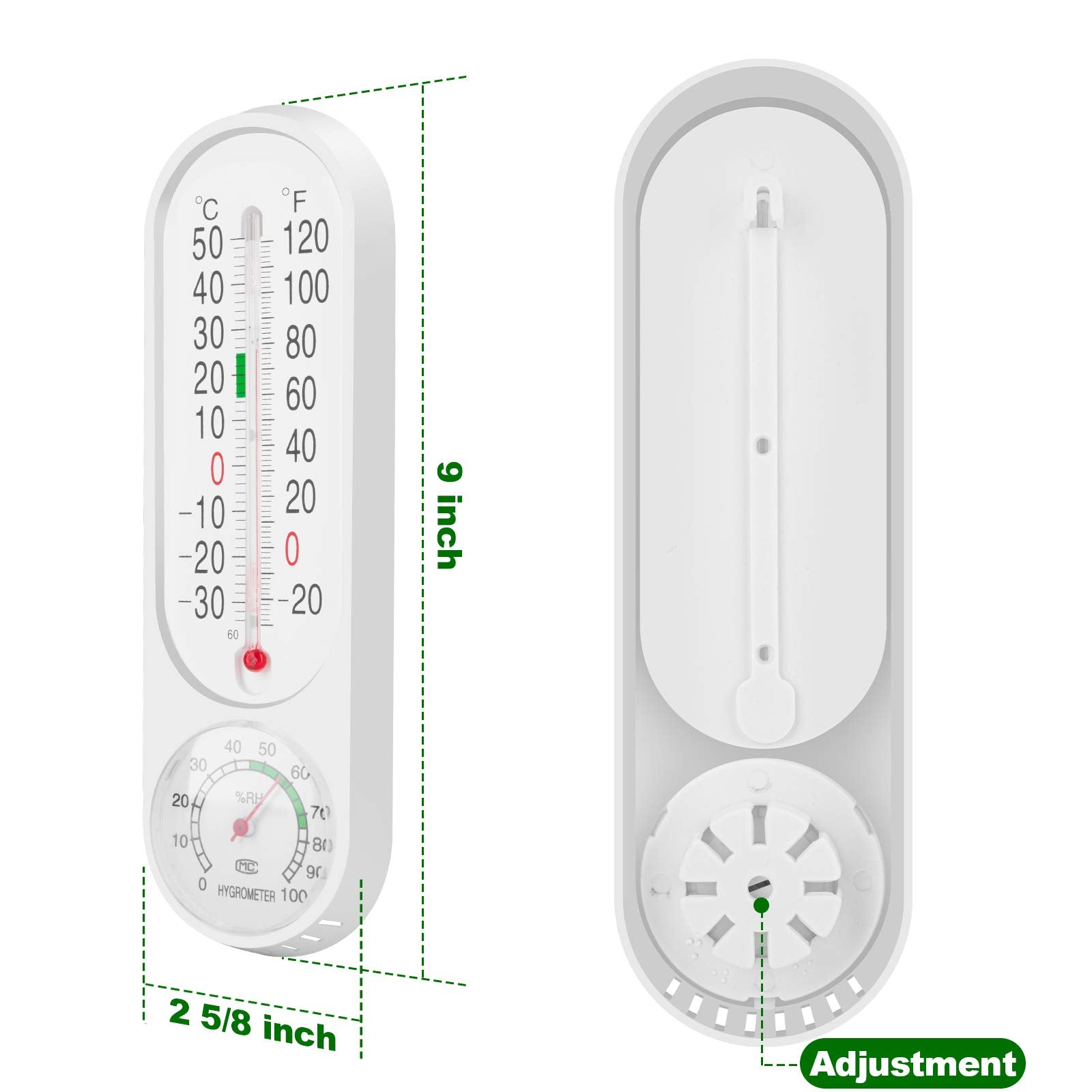 DWEPTU outdoor-indoor mountable hygrometer framed for wall or desk placement.