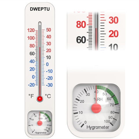 DWEPTU outdoor-indoor thermometer-hygrometer with clear dial for accurate climate checks.