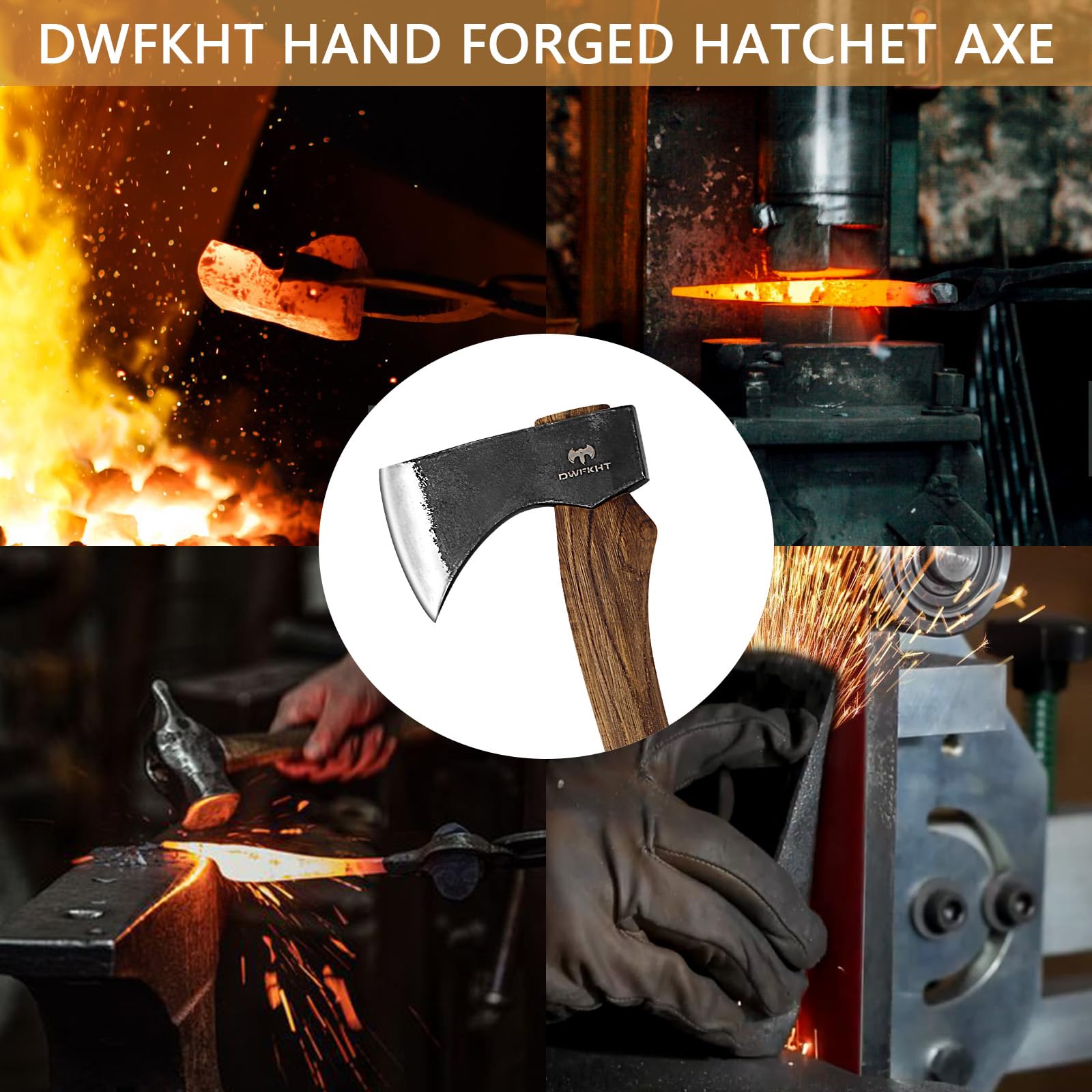 DWFKHT compact bushcraft axe fits in a backpack for camping.