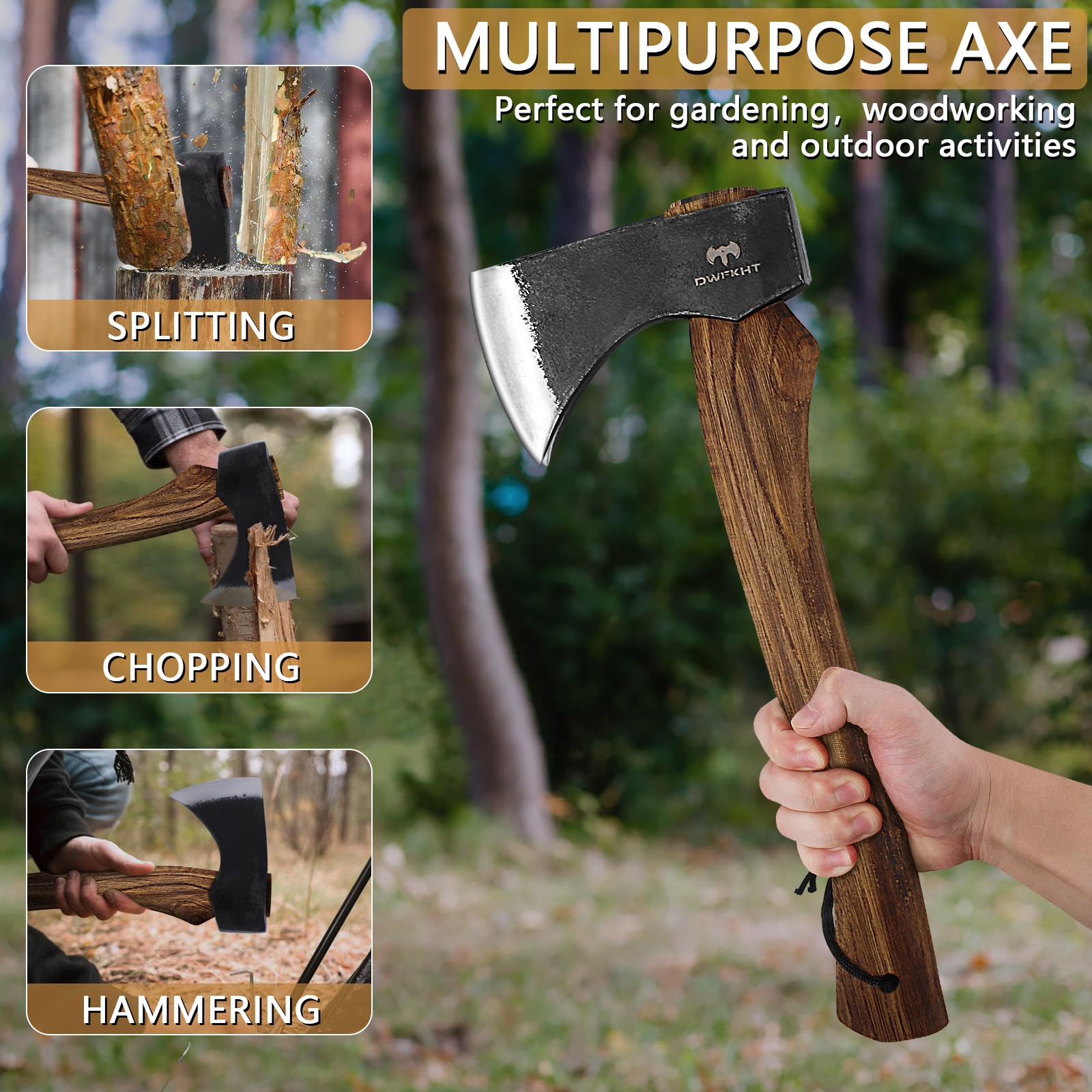 DWFKHT ergonomic camping axe ready for long sessions and minimal fatigue.