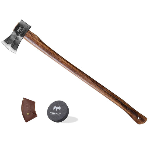 DWFKHT splitting axe head closeup showing a sharp wedge for efficient splitting